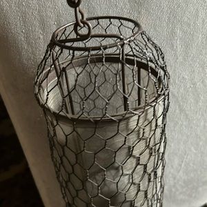 Candle (tea light ) holder/ antiqued brassy bronze; hanger or table top